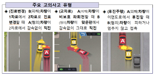 주요 고의사고 유형. <금감원 제공>